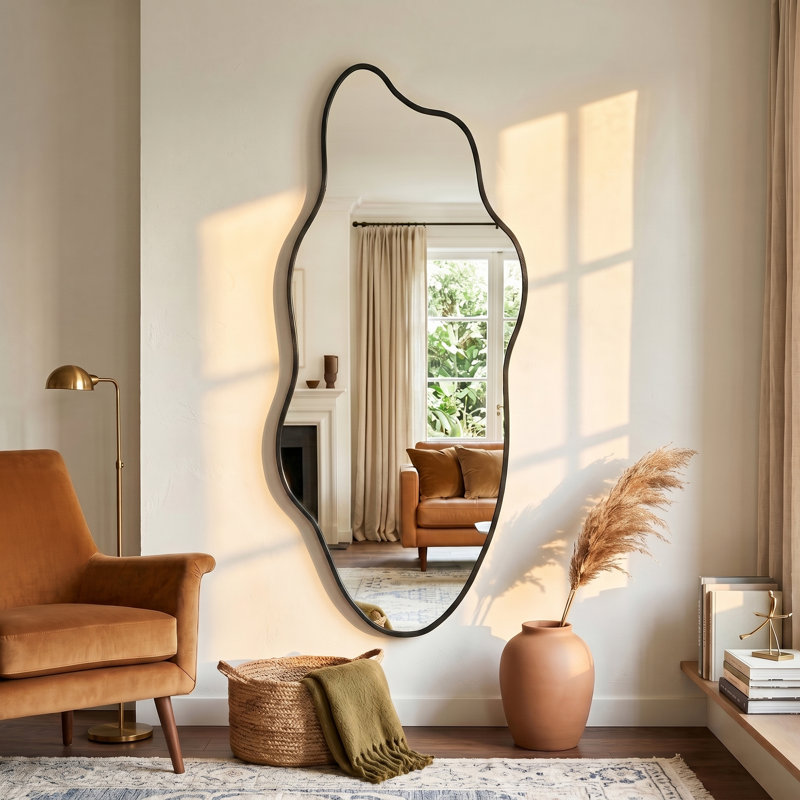 Miroir mural moderne pour salle de bain, Noir, 55.1" x 22.8"