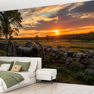 Papier peint auto-adhésif papier peint à contact mural amovible de style militaire Gettysburg Sunset National Park pour salon Chambre à coucher H 69 po x l 96 po