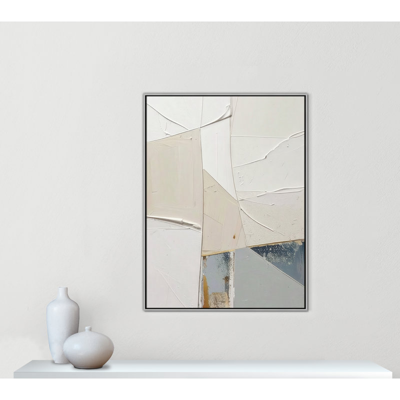 «Plastering II» par Alonza Saunders, Toile avec cadre, 37.5'' W x 49.5'' H, Flottant argent