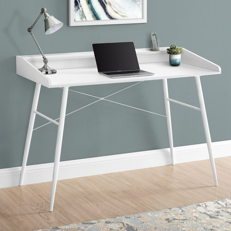 Bureau d'ordinateur, bureau personnel, ordinateur portable, tablettes de rangement, L 48 po, travail, stratifié, métal, contemporain, moderne