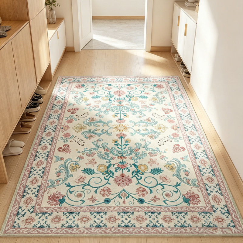 Machine-washable Area Rugs, Traditional Oriental Patterned Carpets, Soft Low-Pile Vintage-Style Area Rugs, Perfect for Living Rooms, Dining Rooms, Bedrooms, or Family Rooms,Pink
