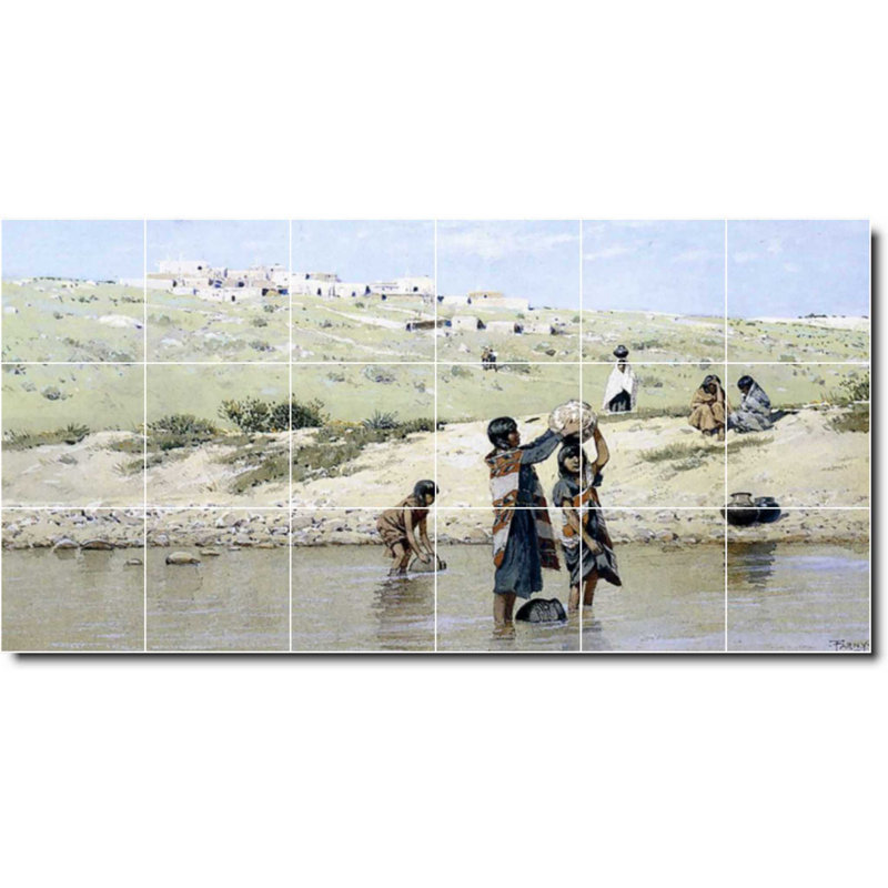 Carreau de céramique décorative 48 po x 24 po 8 po x 8 po, Amérindien 03256