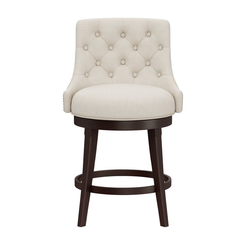 Tabouret de bar et de comptoir pivotant Papillion, Tabouret de comptoir (assise de 24 po de hauteur), Crème