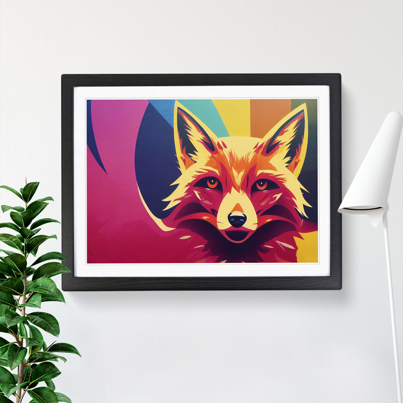 Classic Abstract Fox - Framed Print, Black Framed, 25cm H x 34cm W x 2cm D