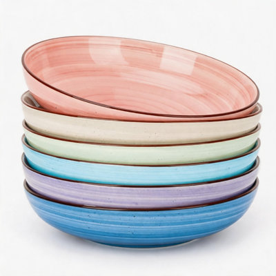 Ensemble de bols à pâtes en céramique 26 onces de 26 oz, 6 bols de service en porcelaine, allant au micro-ondes et au lave-vaisselle