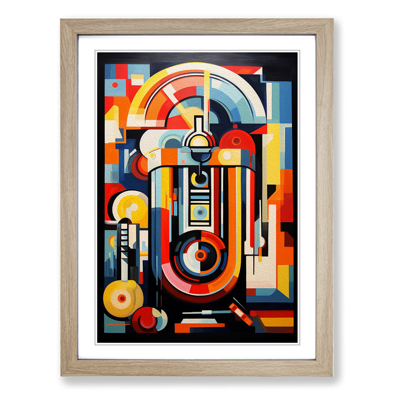 Jukebox Orphism - Single Picture Frame Print on Wood, 34cm H x 25cm W x 2cm D, Oak