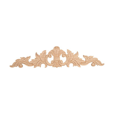 2-5/8 in x 12 in x 3/8 in Unfinished Hand Carved Solid Wood Onlay Acanthus Wood Applique
