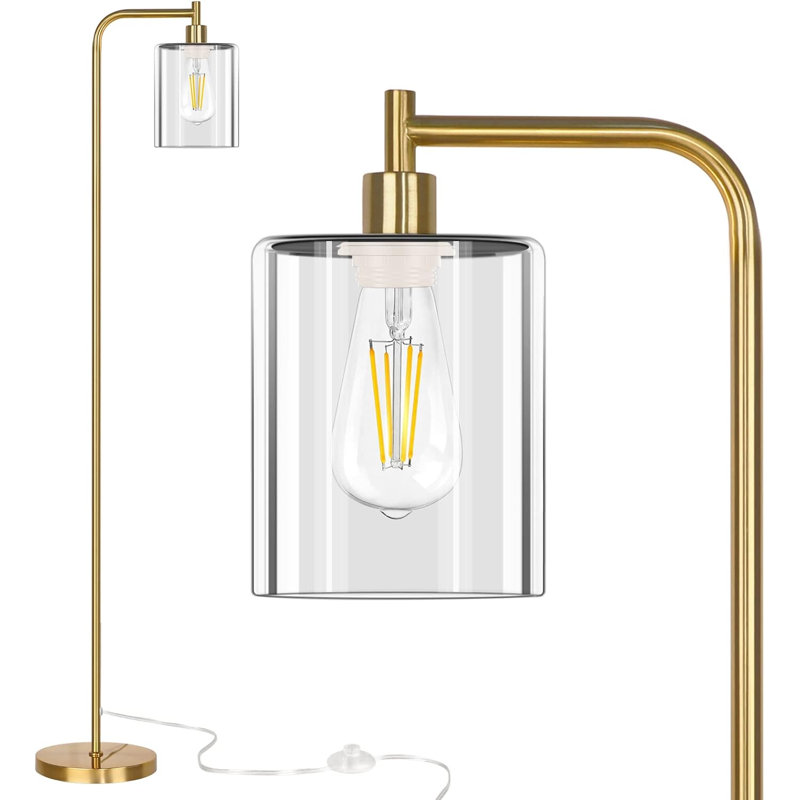 Jolando 67'' LED Arched Floor Lamp with USB, Brushed Gold
