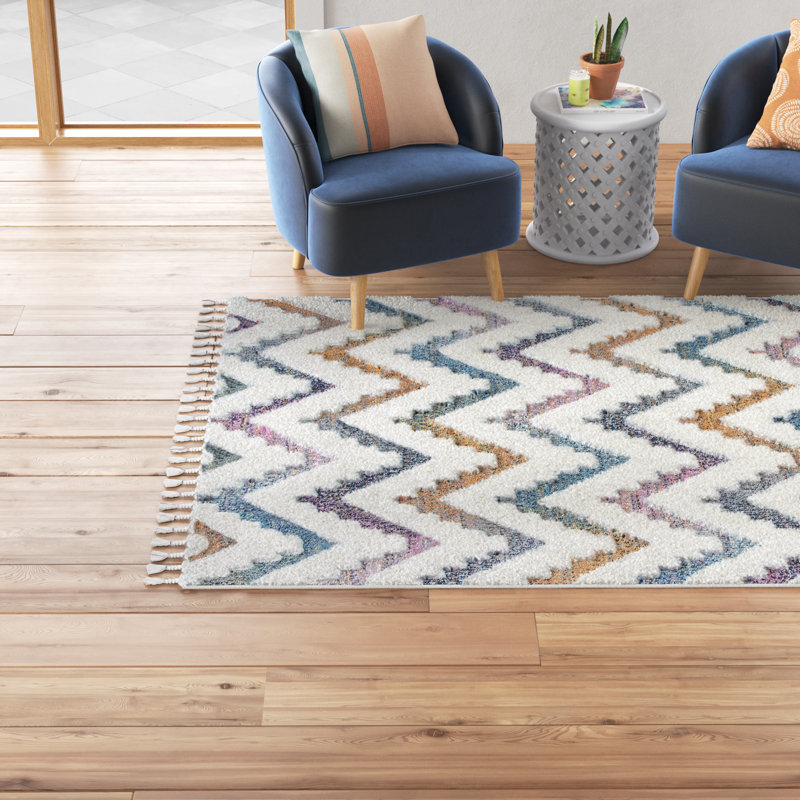Mercedes Geometric Accent Rug for Living Room Bedroom Dining Room Nursery Entryway, Ivory, Rectangle 4' x 6'7"