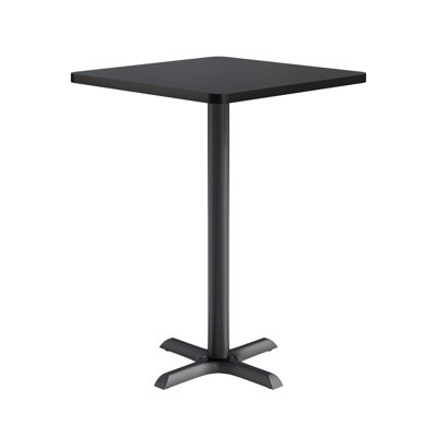 KFI Studios Proof 42" Square Pedestal Table, Grey Top, Black X-Base