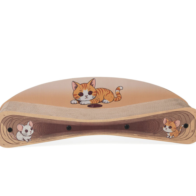 21 chat en carton réversible et tache silencieuse pour chats d'intérieur, avec de l'herbe à chat teaser de printemps, brun, l 26,31 po x l 8,33 po H 7,73 po, 110 lb silencieux