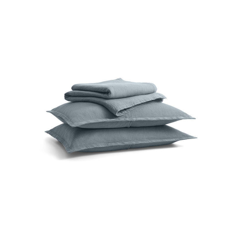 Ensemble de couvre-lit Ripple, Couvre-lit grand + 2 taies décoratives pour grand, Gris bleu / mastic