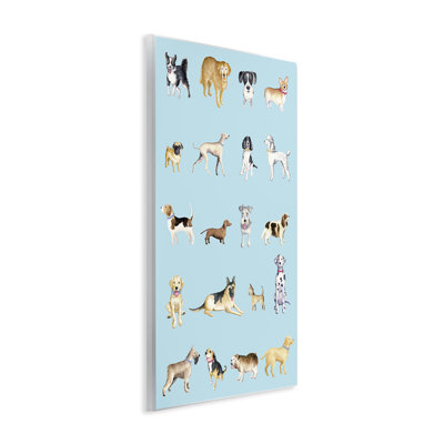 «Dog Breeds on Blue», plaque murale par Andi Metz