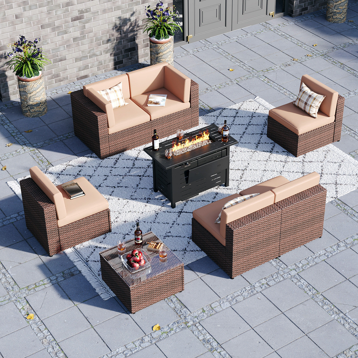 Latitude Run® Wicker Person Patio Conversation Sets With