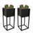 Auberge Rectangle Black Metal Indoor/Outdoor Elevated Planter Box Set of 2 - Brown - 20"-802213874-802213886