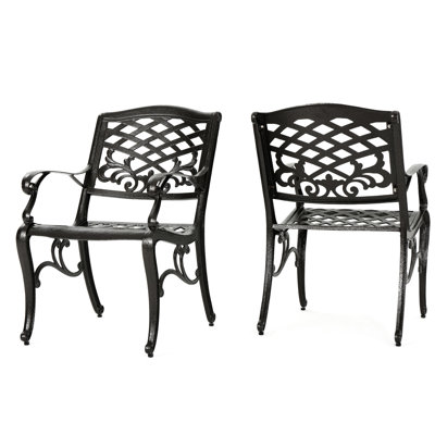 2 Arm Chair, Classic & Legs Design, Rust- Aluminum Frame, Elegant Appearance, 26.58" W X 21.75" D 34.18" H, Assembly Required Chair  2Pcs , Intricate Scroll Floral Pattern, Construction, Spacious