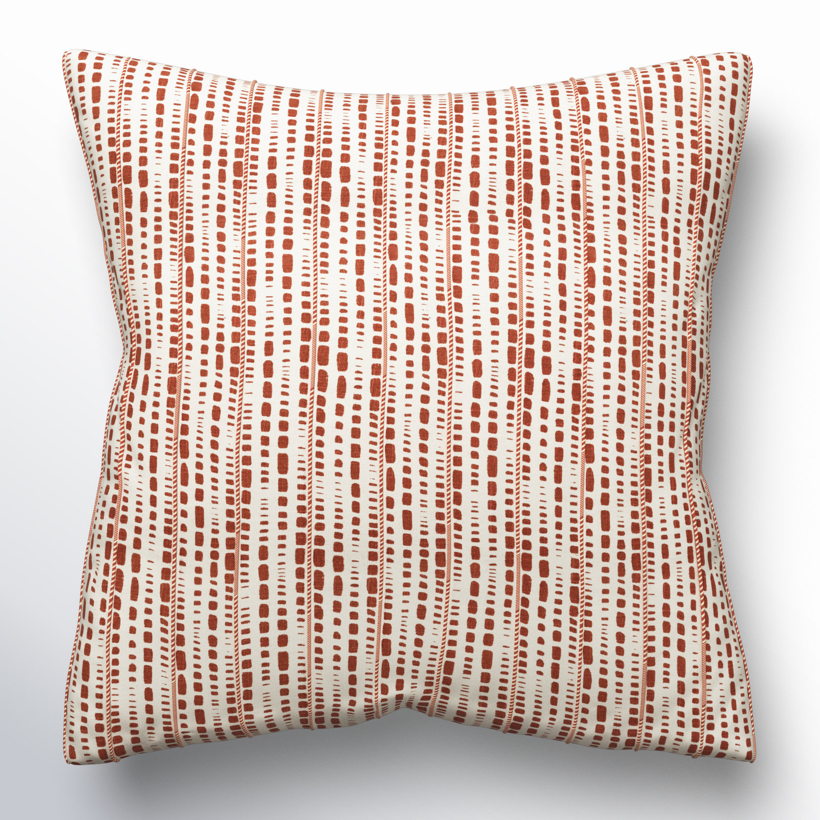 Fleurine Embroidered Cotton Throw Pillow, Ivory/Terracotta