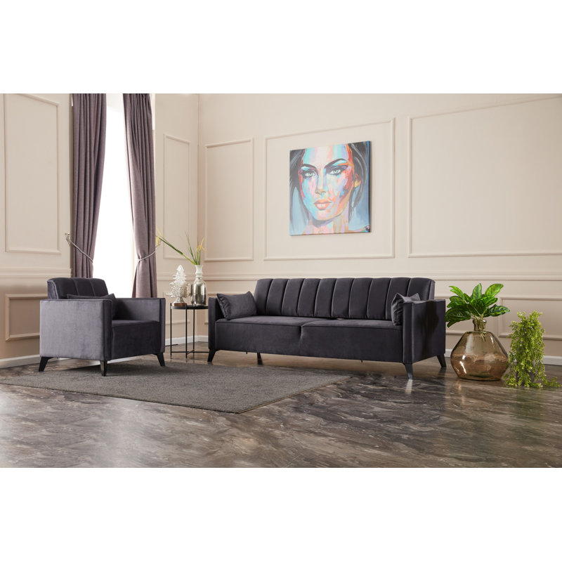 Fauteuil capitonné en velours l 30,71 po, Velours anthracite