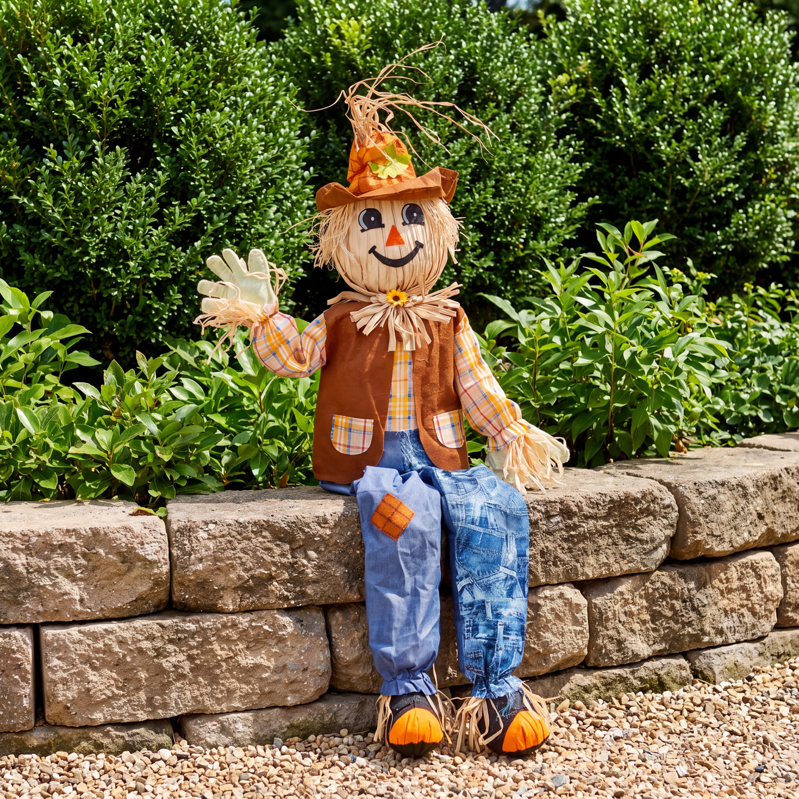 60" Harvest Sitting Scarecrow