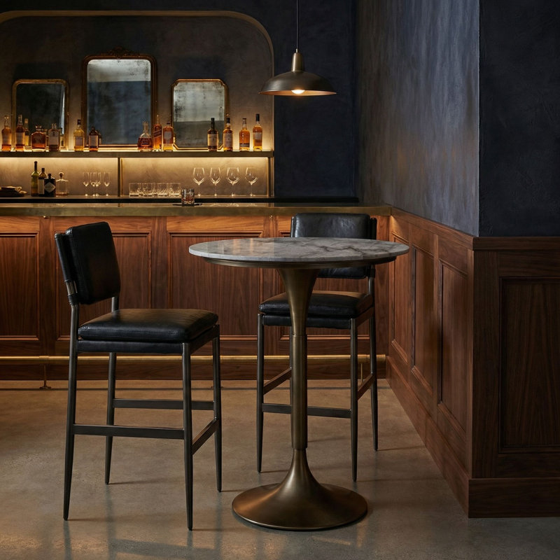 Jman Round Marble Dining Table, Bianco Crown/Aged Brass