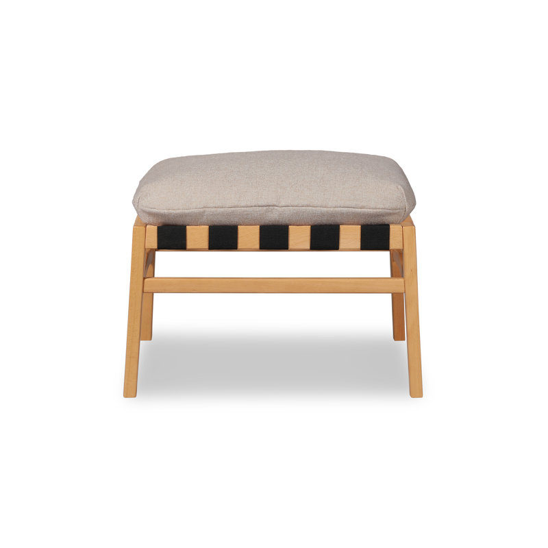 Repose-pieds Mid Century, Beige, Hêtre