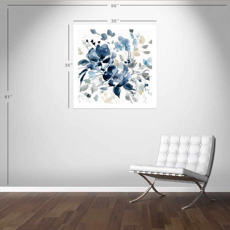 Indigo Garden II - peinture sans cadre, H 36 po x l 36 po x P 0,1 po