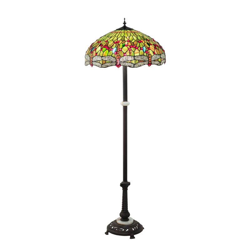Riyad 62'' Bronze Traditional Floor Lamp, Ruby Coral/Green