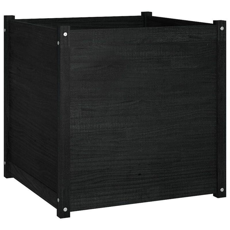 Lisbon Wood Pot Planter, Black, 27.6" H x 27.6" W x 27.6" D