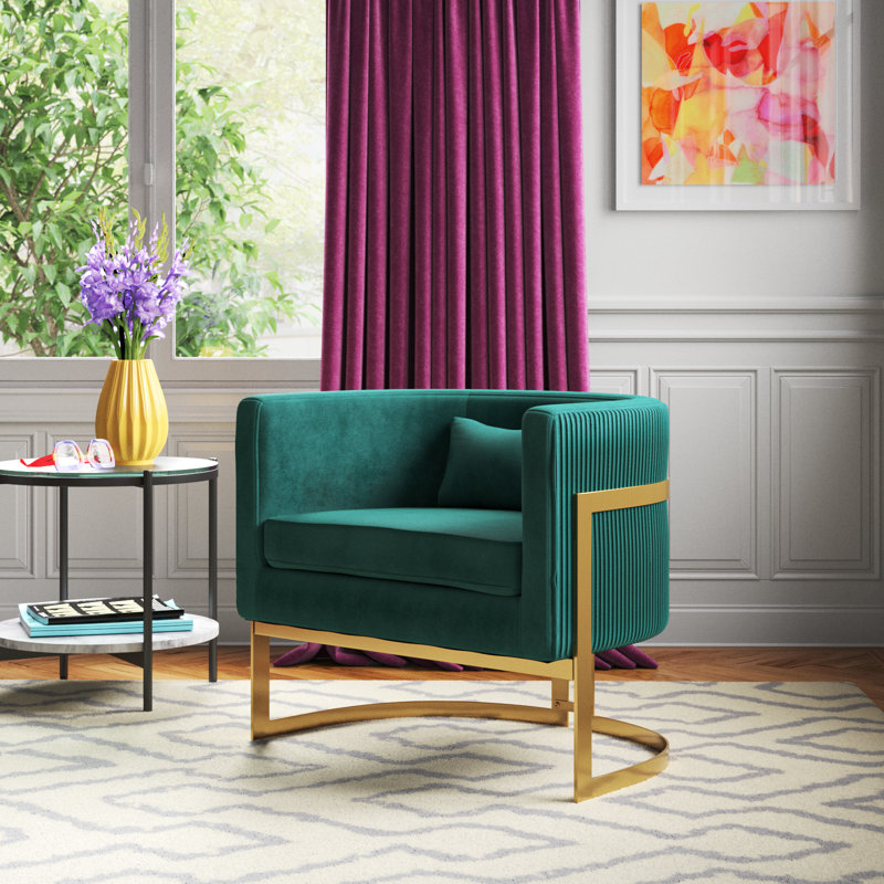 Shelbi Upholstered Armchair, Green Velvet
