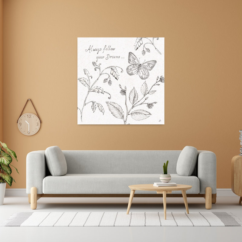Art contemporain contemporain avec papillon, H 48 po x l 48 po