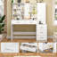 Bureau de coiffeuse avec miroir lumineux et prise de courant, bureau de maquillage avec 5 tiroirs et armoire, tablettes cachées et ouvertes, coiffeuse pour cadeau de Noël-103516146