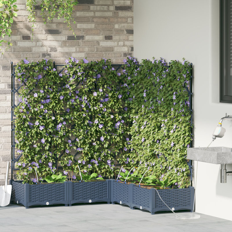 Garden Planters Poly Large Expandable Plant Stand, Grey, 125.5cm H x 120cm W x 120cm D