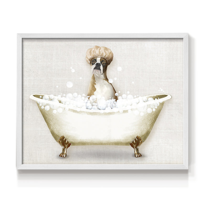 «Bath Dogs I», reproduction encadrée, H 22 po x l 28 po, Blanc