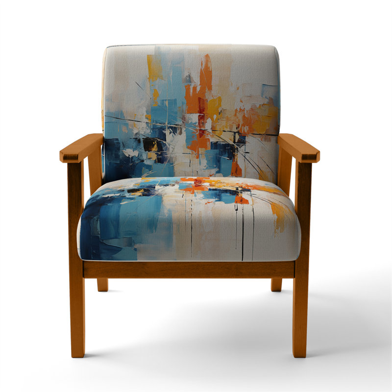 Paper Euphoria I - Chaise rembourrée de style moderne Mid-Century, Bleu, Brun