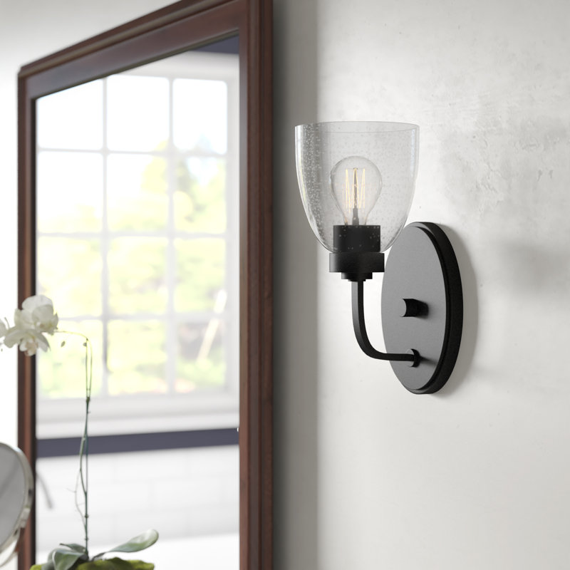 Cariad Armed Sconce, Clear-Seeded, Noir