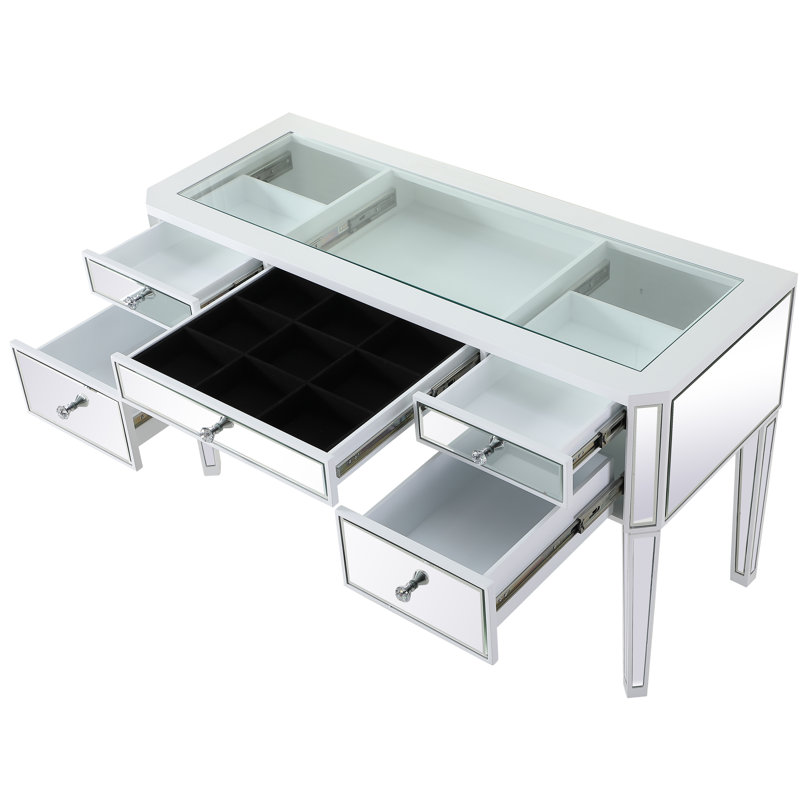 Cosmo 52'' Glass Top Console Table, White
