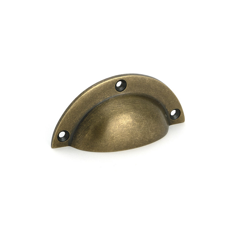 Plain Bin Pull, Burnished Brass, 3.1"