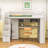 Full Wood Loft Bed with LED Light, Wardrobe, Desk and Shelves-803855258