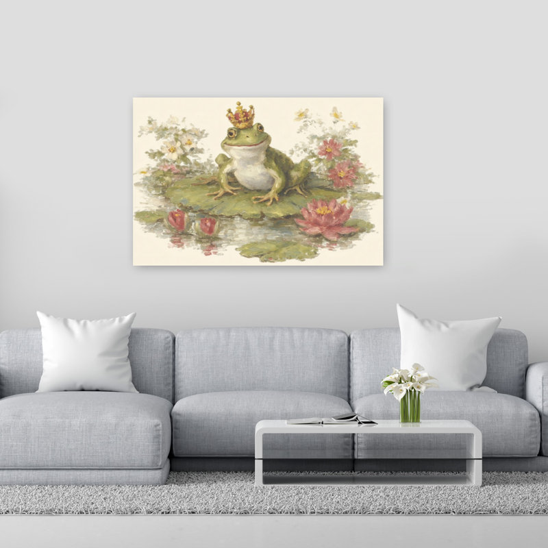 «Frog with Crown II», reproduction d'art contemporain abstraite, H 40 po x l 60 po
