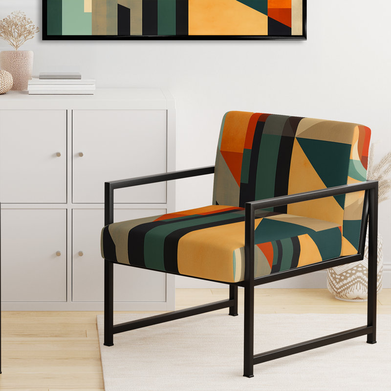 Chaise d'appoint rembourrée de style Mid-Century moderne pleine lune Symphony Mid-Century Full Moon, Noir