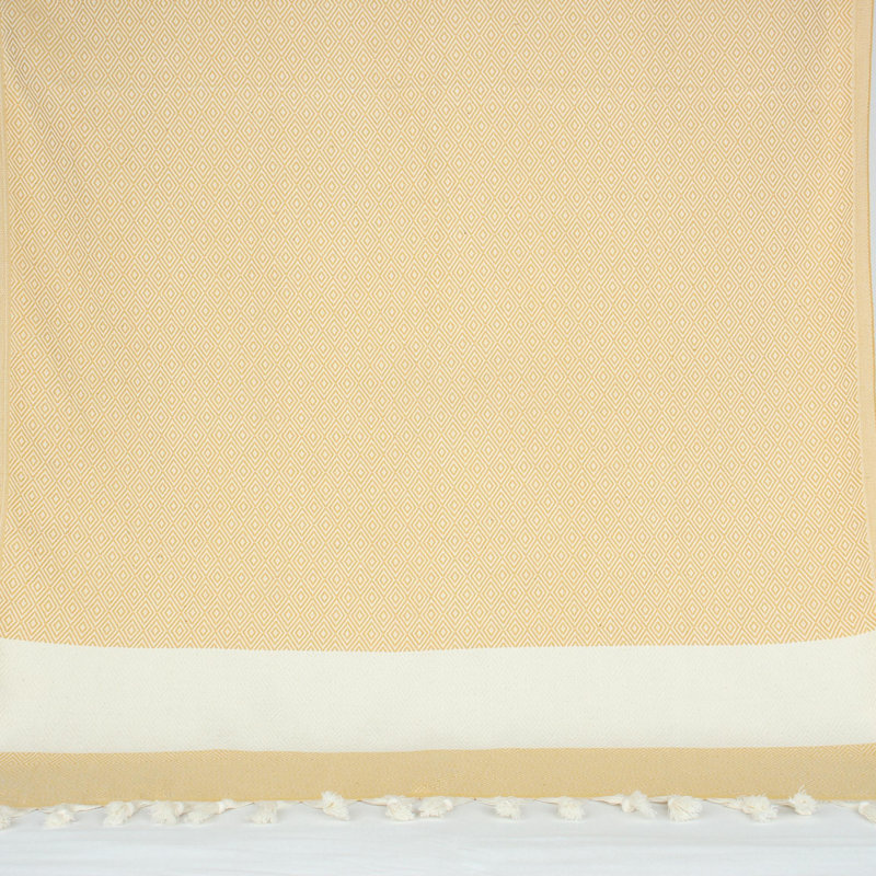 Serviettes en coton turc à motif de losanges - peshtemal et peshkir, séchage rapide et douceur, Moutarde