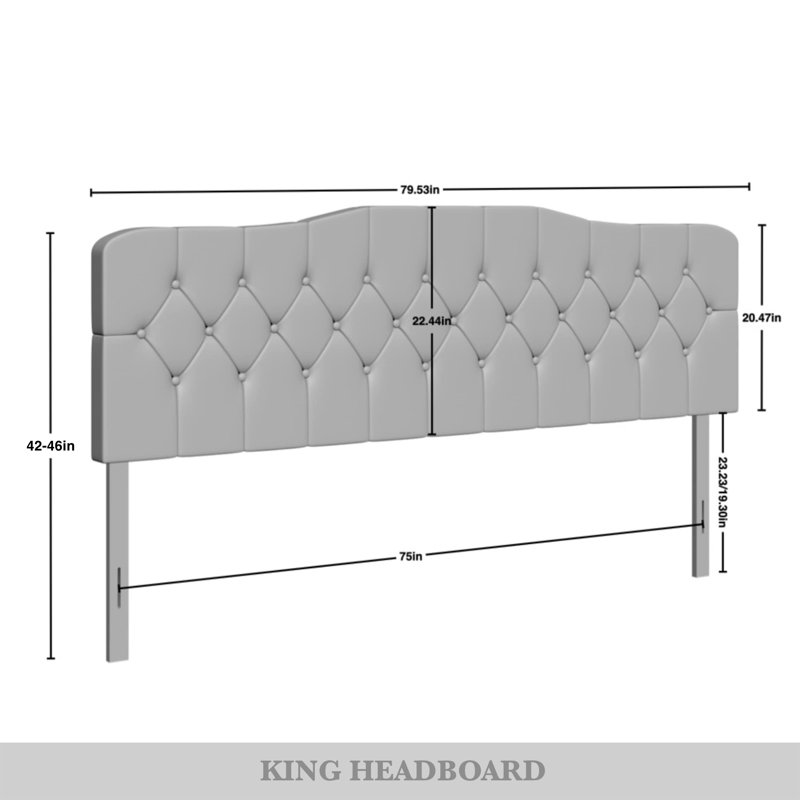 Dvante Upholstered Headboard, Silver Gray, King