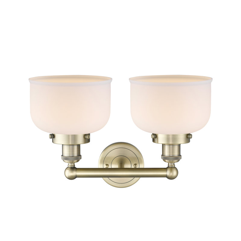 Éclairage pour meuble-lavabo à 2 lumières à intensité variable Arlester, Blanc mat, Laiton antique