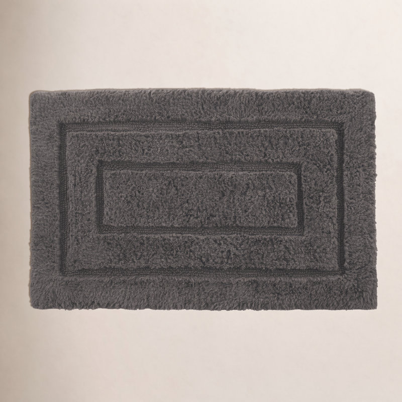 Apolonia Cotton Non-Slip Bath Rug, 20" H x 32" W, Charcoal