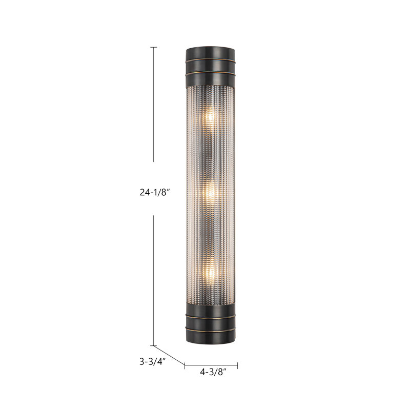 Willard 3 - Light Bath Sconce, Vintage Brass, Clear Prismatic