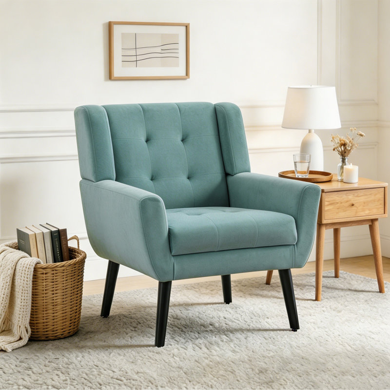 Fauteuil d'appoint Bolanle, Velours vert menthe