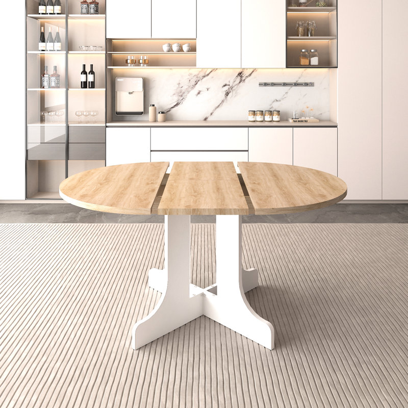 Expandable Oval Kitchen Dining Table, 59X43 Inch With Removable Leaf, Charm, White Finish, Seats Up To 6