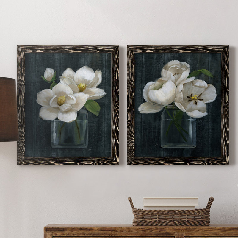 «Chalkboard Beauty I», ensemble de 2 reproductions d'art, Toile avec cadre noir