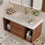 Meuble-lavabo flottant 39,4 po avec lavabo en céramique, 2 tiroirs muraux à fermeture en douceur et plateau en ardoise blanche
