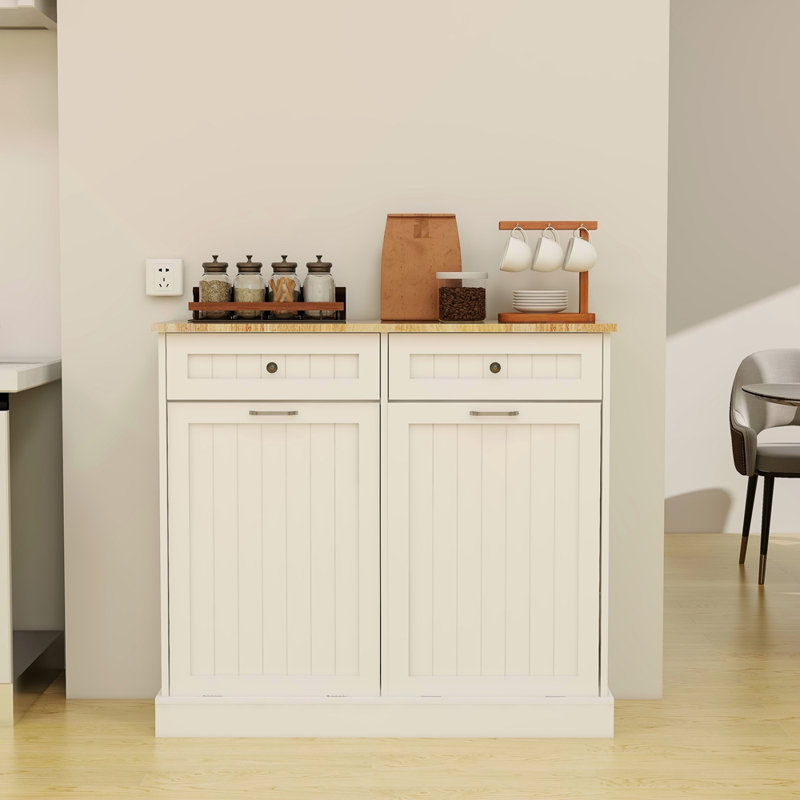 Armoire à ordures inclinable à deux tiroirs et deux compartiments